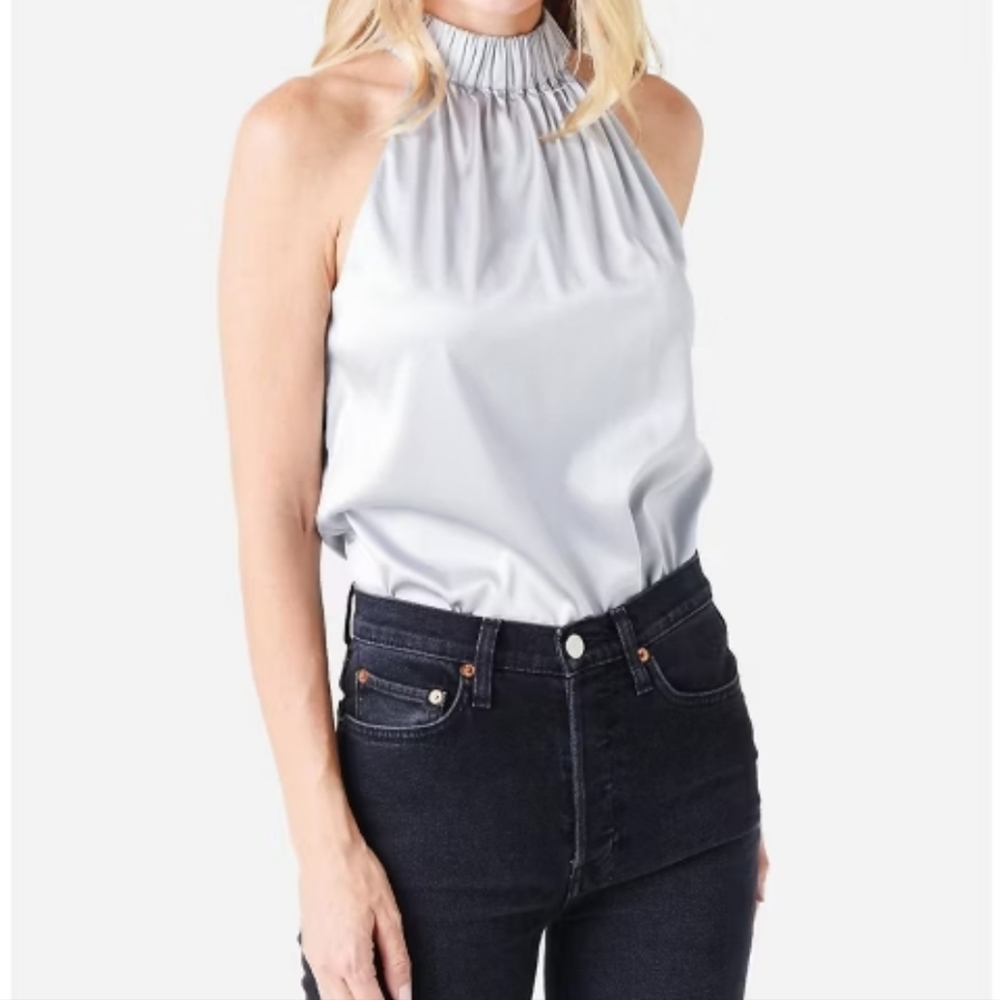 FRAME Shirred Halter Silk Top Size Medium